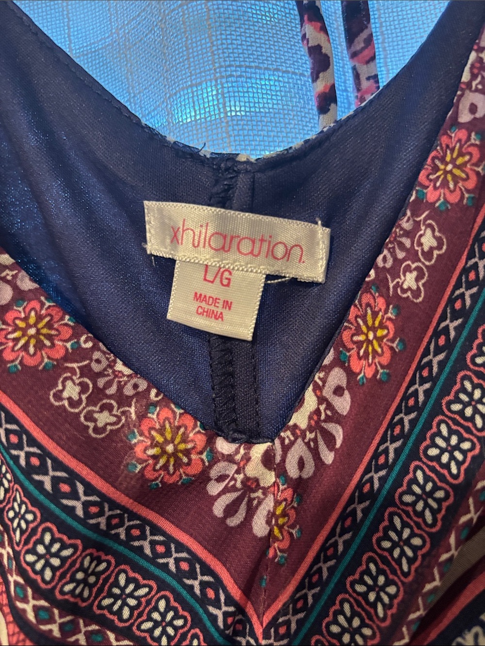 Xhilaration Blue and Pink Printed Maxi Dress - Picture 2 of 3